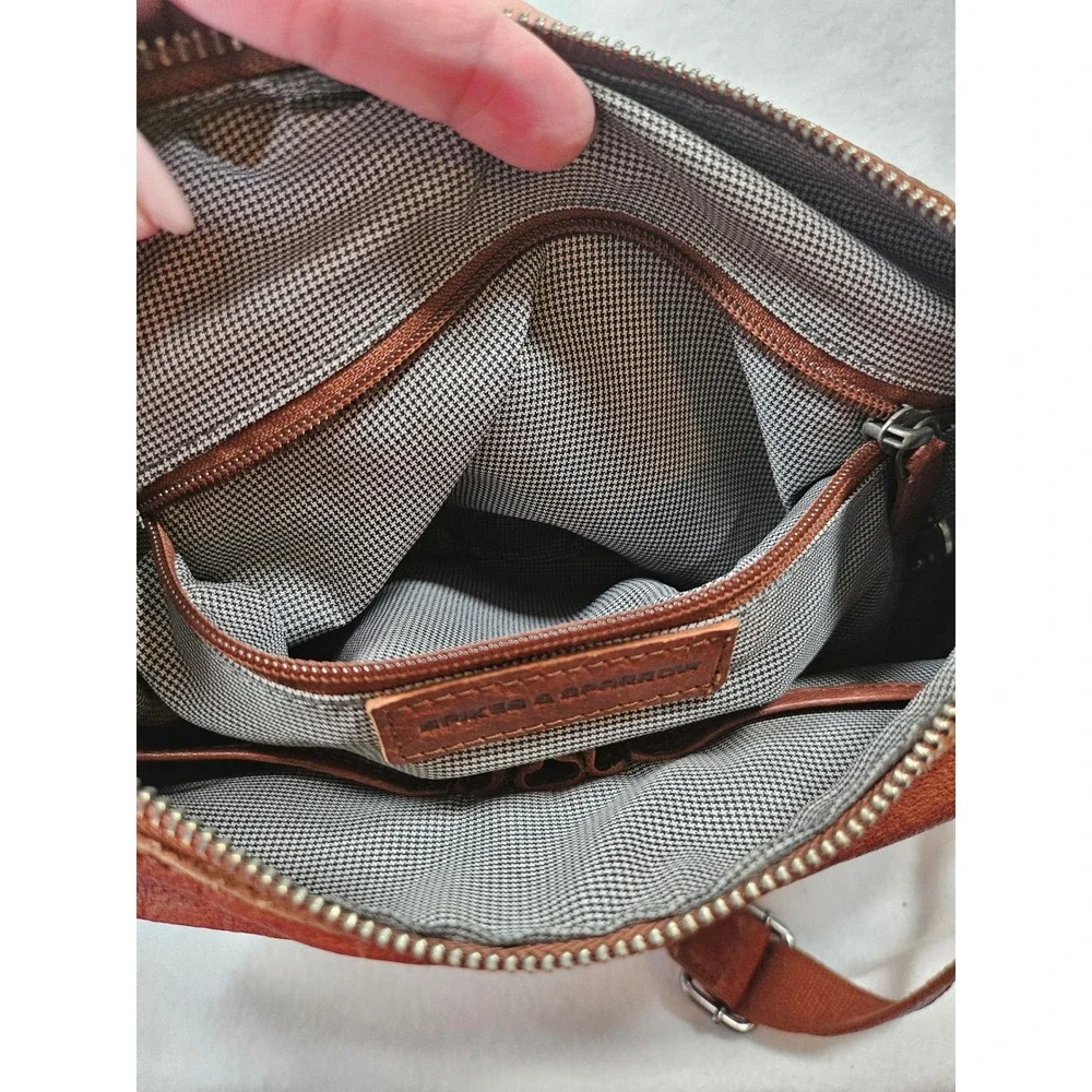Spikes & Sparrow Cognac Brown Leather Crossbody Bag  Messenger Cargo Pockets